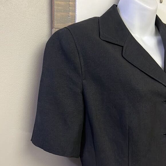 Ann Taylor Linen Blend Short Sleeve Button Front V-Neck Lined Blazer- 8P - Picture 6 of 15